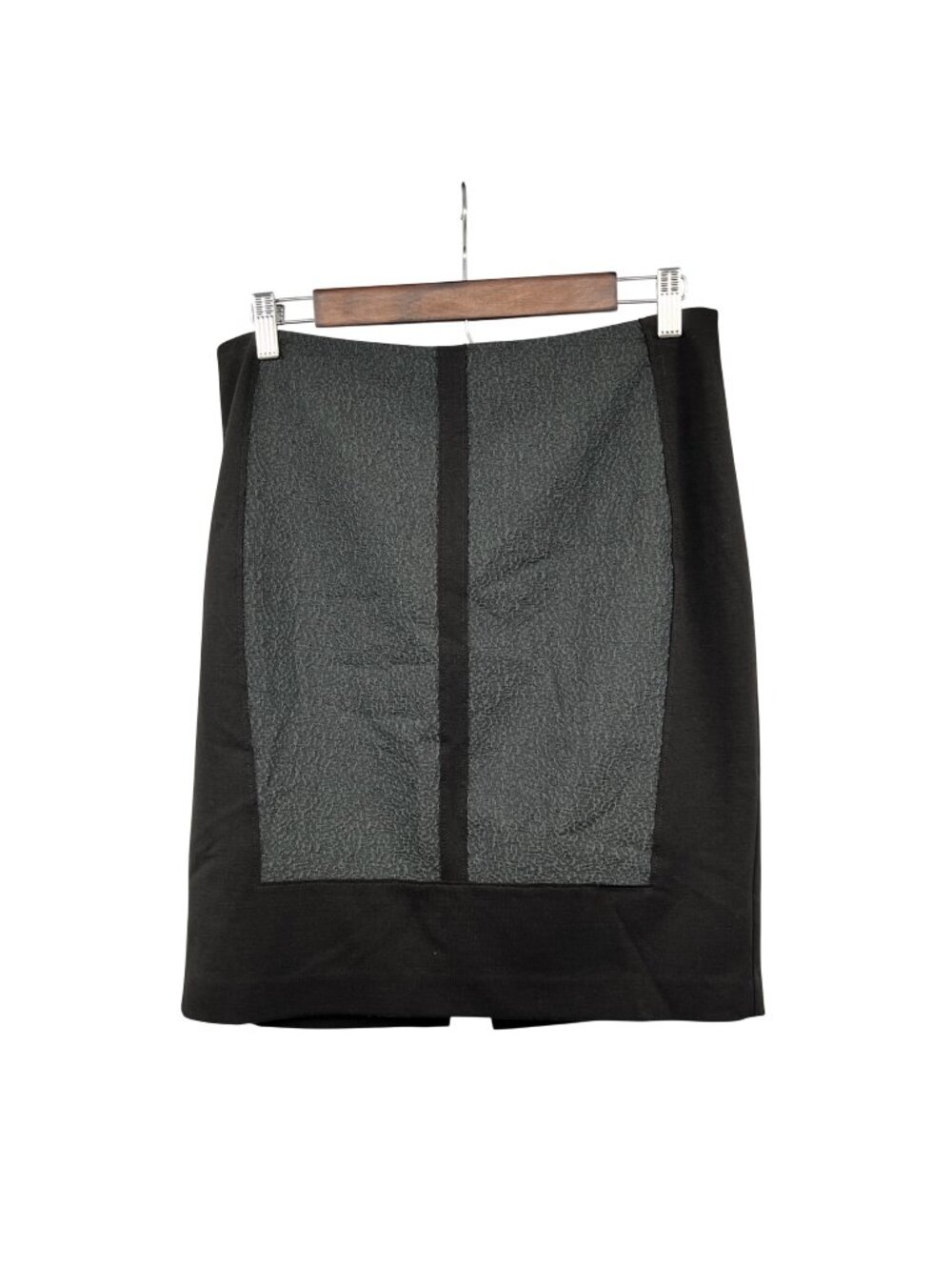 TAHARI Womens Pencil Skirt Textured Black/Gray Back Slit Size 8 Zip